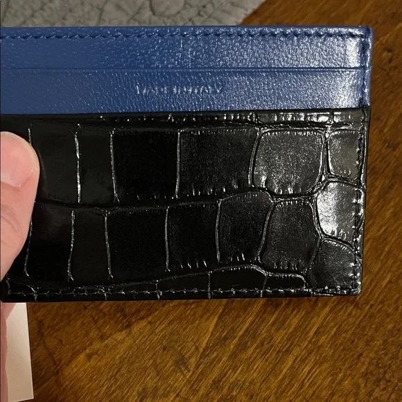 Clare V. Adams Card case in black Croc-Embossed and Blue leather accent - NEW! - Picture 5 of 7